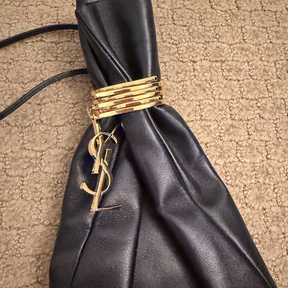 Yves Saint Laurent Black Clutch with Gold Accents - Picture 3 of 6